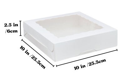 10 Zoll Keksdosen mit Fenster weiß Kuchenbox Bäckereiboxen Hochzeit Weihnachten