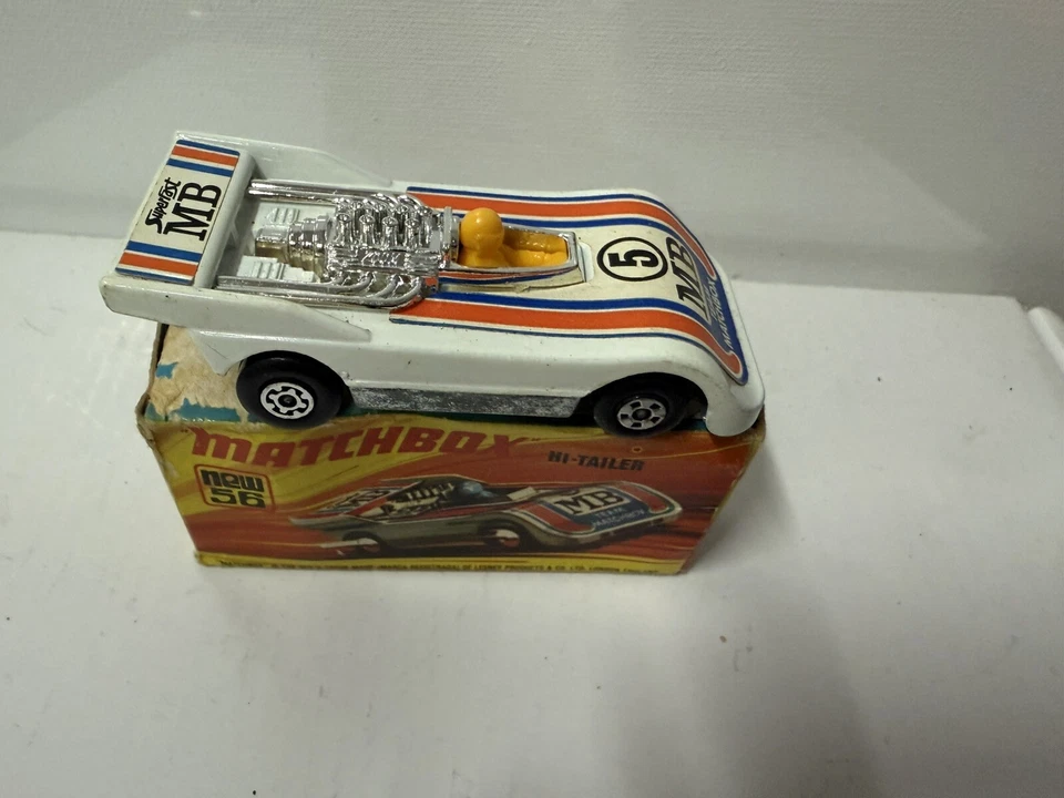 Caja de cerillas vintage Lesney England Superfast No. Coche diecast 56 Hi-Tailer 1974 Foto 2 de 4
