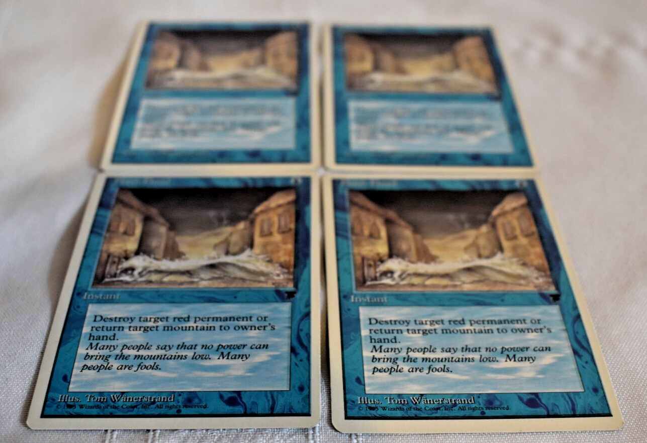 Magic card: MTG 4 x Flash Flood Blue Instant Chronicles 1995 Tom Wanerstrand