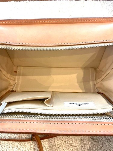 Courreges Women's Square Shoulder Bag Crossbody Beige Silver Leather Logo Ladies - Picture 4 of 4