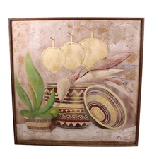 Mid Century South Western Still Life Oil Painting  Basket Scene Signed Illegible