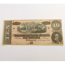 1864 CSA Confederate States of America $10 Ten Dollar Note T-68 #50267F