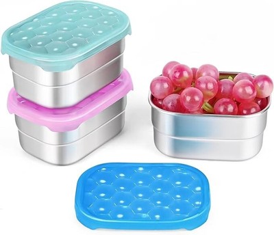 Easy Open Leak Proof Small Food Containers with Silicone Lids for Kids (8oz*3)