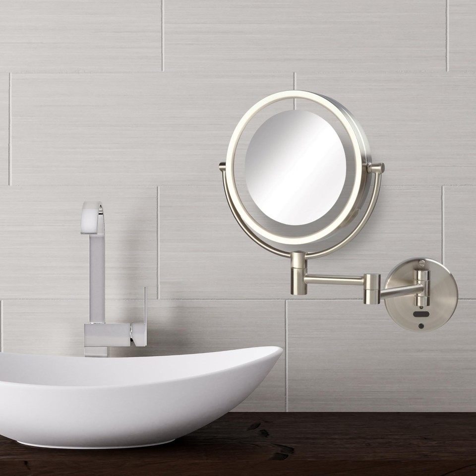 JERDON Sharper Image WallMounted Lighted Sensor Makeup Mirror Two