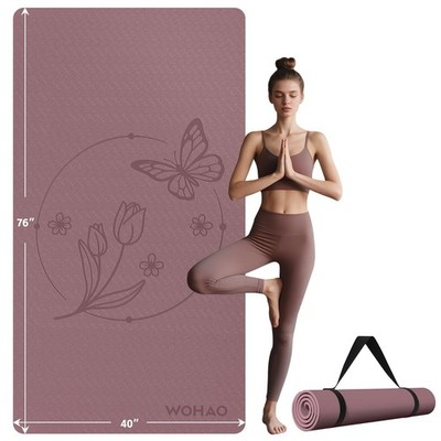 WOHAO Large 76''x40''x0.4'' Yoga Mat - Extra 74.8'' x 41.3'' x 0.4'', Dull Pink 