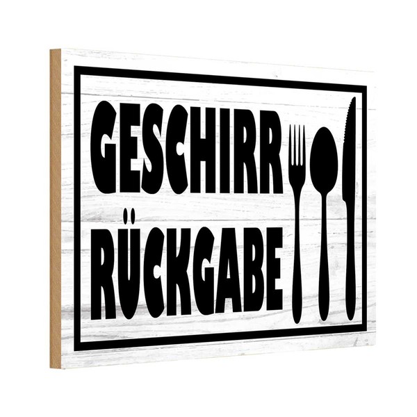 Holzschild 12X18 Cm Geschirr RüCkgabe Essen Trinken Deko Geschenk Holz Schild-image