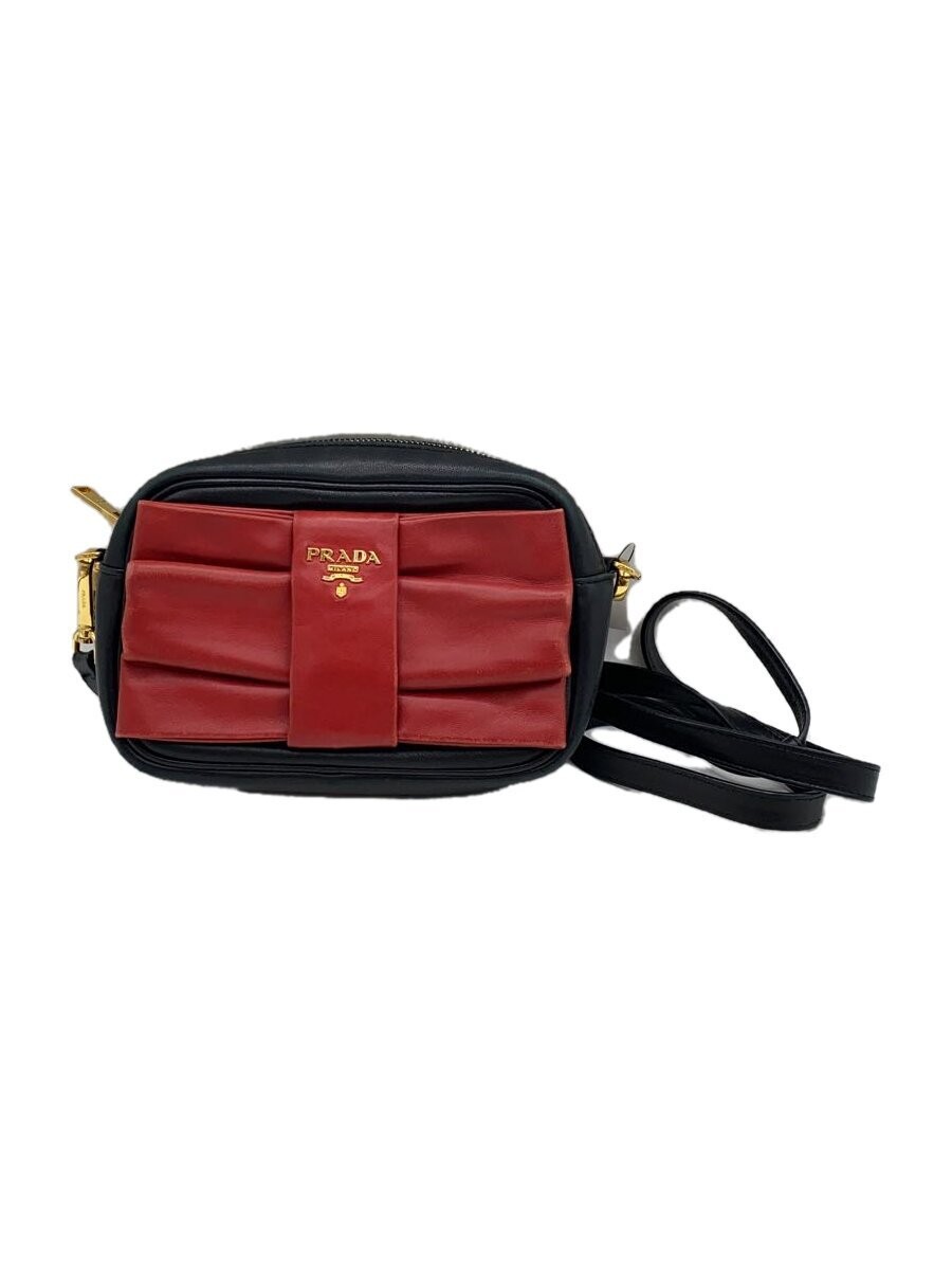 Prada BP0166 Red Ribbon Leather Shoulder Crossbody Bag for Women