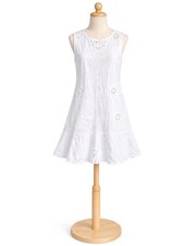 MICHAEL Michael Kors White Eyelet Dress Size 6  Cotton Drop Waist Flounce Hem