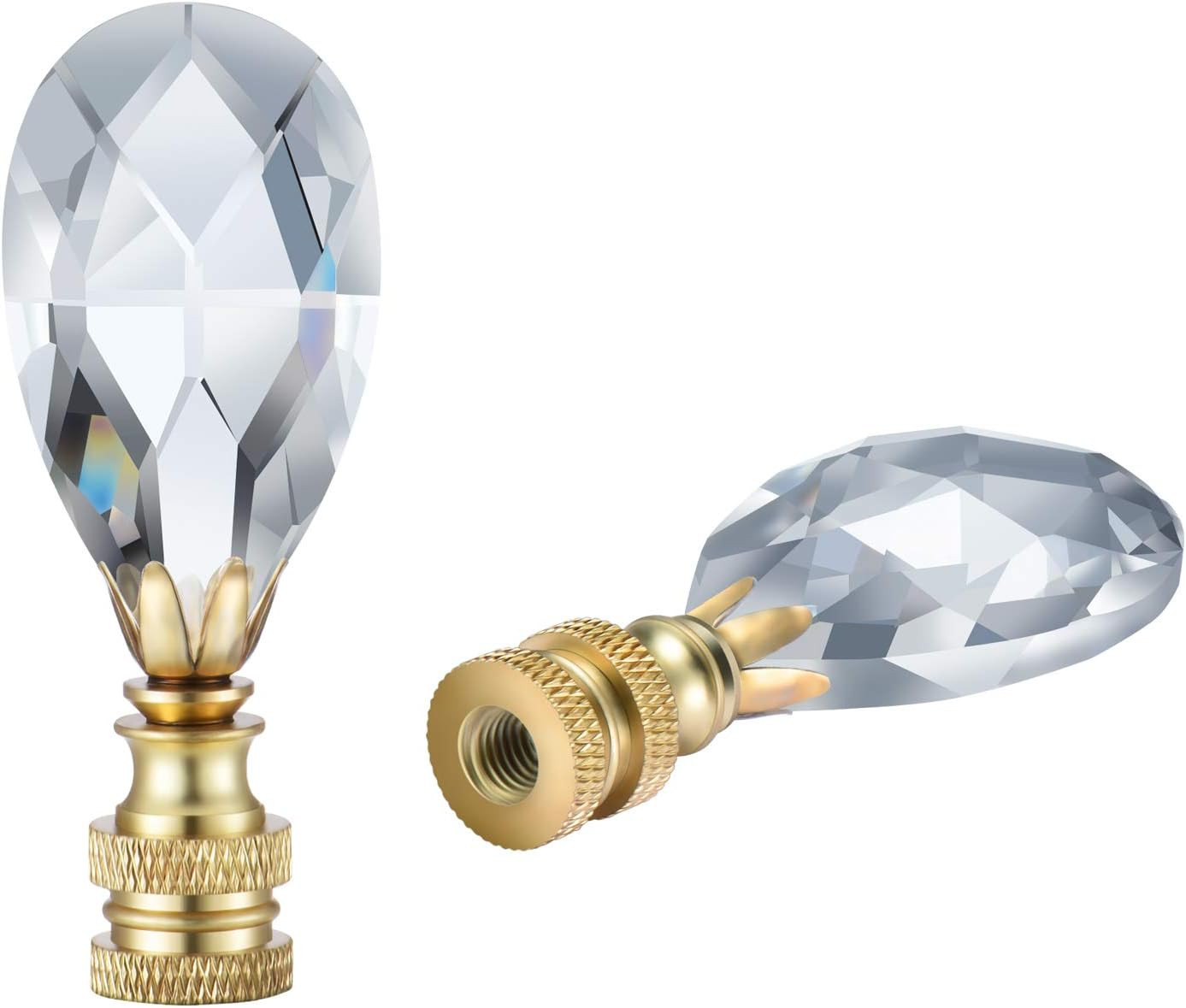 2 Packs Teardrop Clear Crystal Lamp Finial Lamp Decoration for Lamp Shade wit...