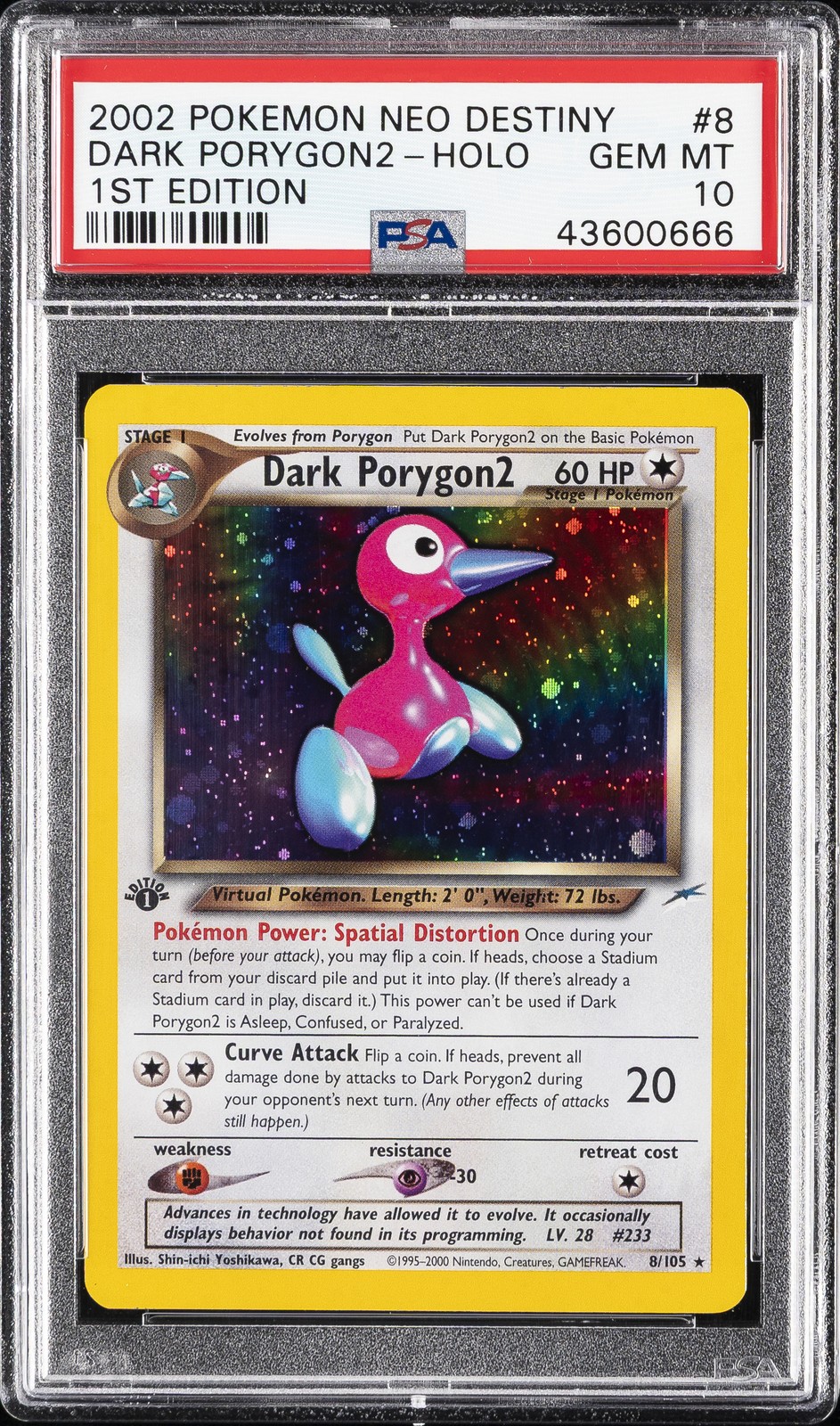 2002 POKEMON NEO DESTINY 1ST EDITION #8 DARK PORYGON2-HOLO PSA 10