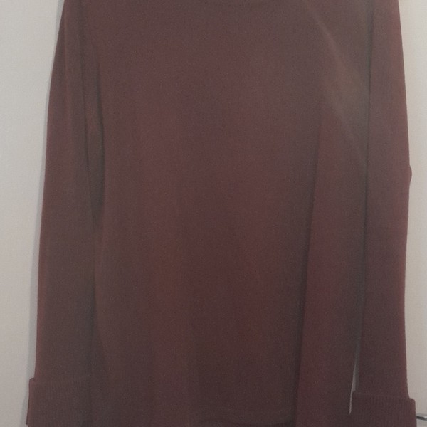 Women’s Burgundy Cotton Knit Crew Neck Long Sleeve Pullover Jumper Size L
