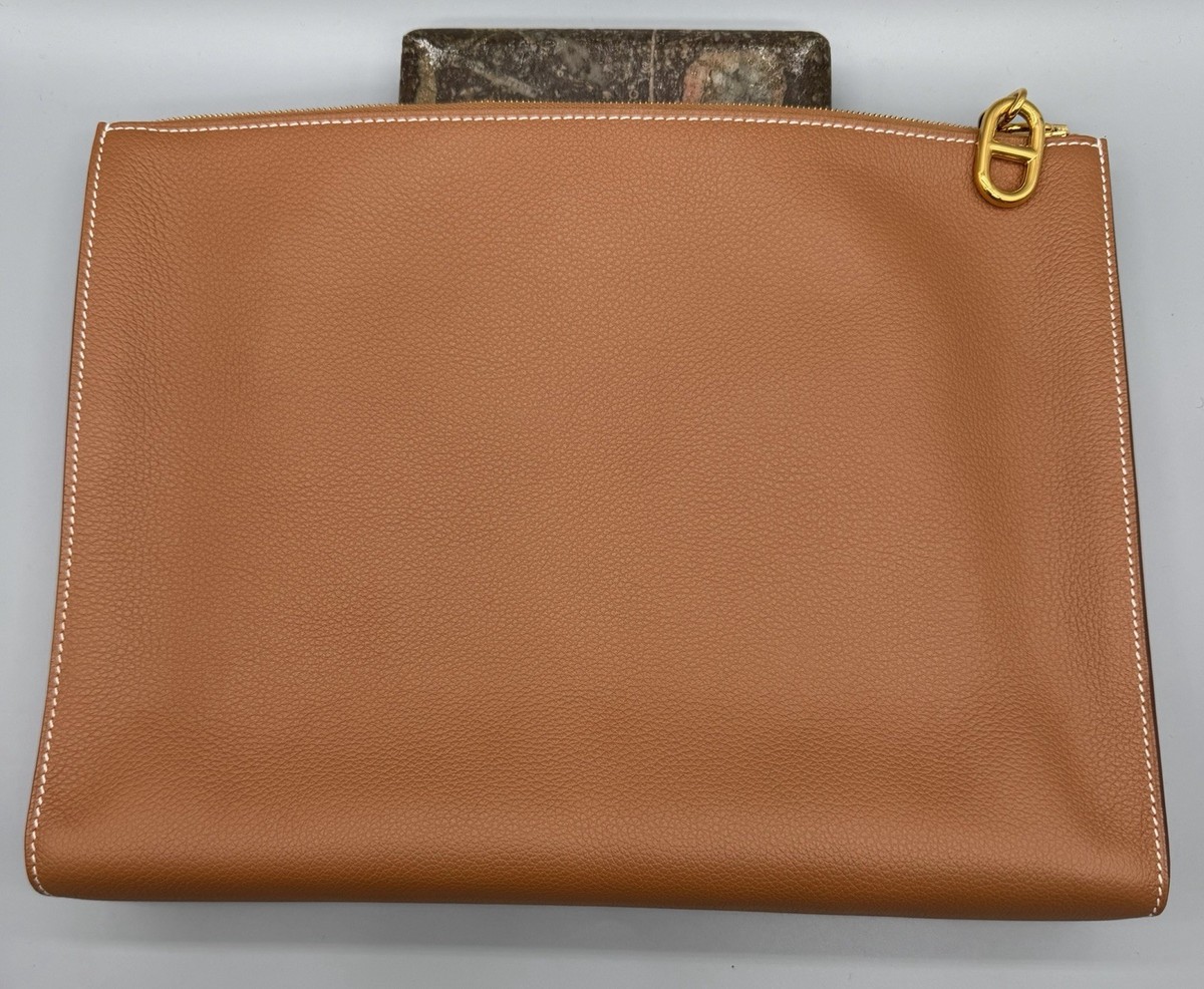 Hermès Zipengo Chaine d'Ancre GM pouch in Gold, New with box | eBay