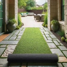 Lifelike Artificial Grass Runner Rug 3x23 Indoor/Outdoor with Drainage Holes,...