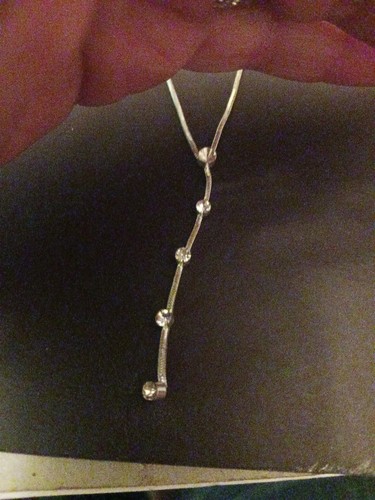 Silver Tine Necklace With Tier Strand Diamond Rhinestones Adjustable Necklace - Picture 3 of 4