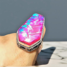 Australian Triplets Opal Gemstone Handmade 925 Sterling Silver Jewelry Ring