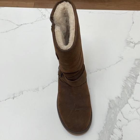 UGG Sutter Brown Waterproof Moto Boots with Shearling, Women's 7 image 4
