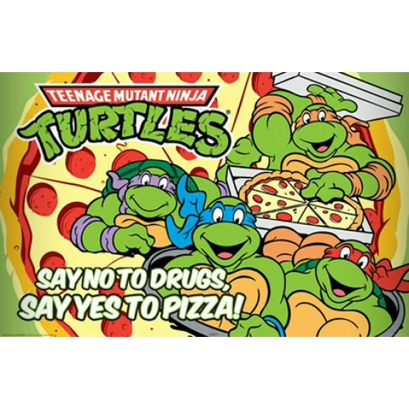 TEENAGE MUTANT NINJA TURTLES 'SAY NO TO DRUGS YES TO PIZZA!' RETRO