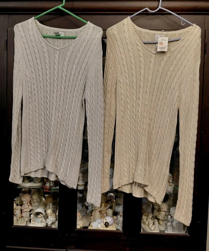 2 suéteres vintage Jacqueline Ferrar para mujer tejido con cable pulóver topo y gris nuevos Foto 2 de 4