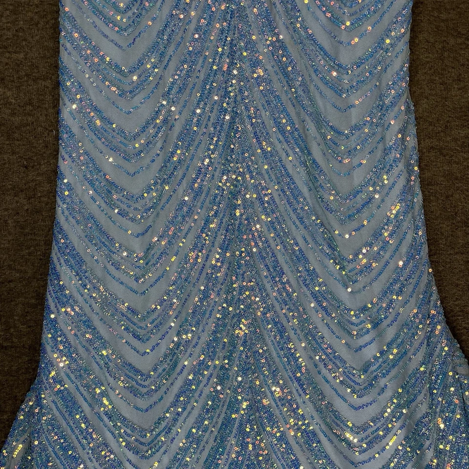 Maxi Vestido Windsor Petra Formal Lentejuelas Iridiscentes Talla S Azul Formal Tirantes Foto 3 de 4