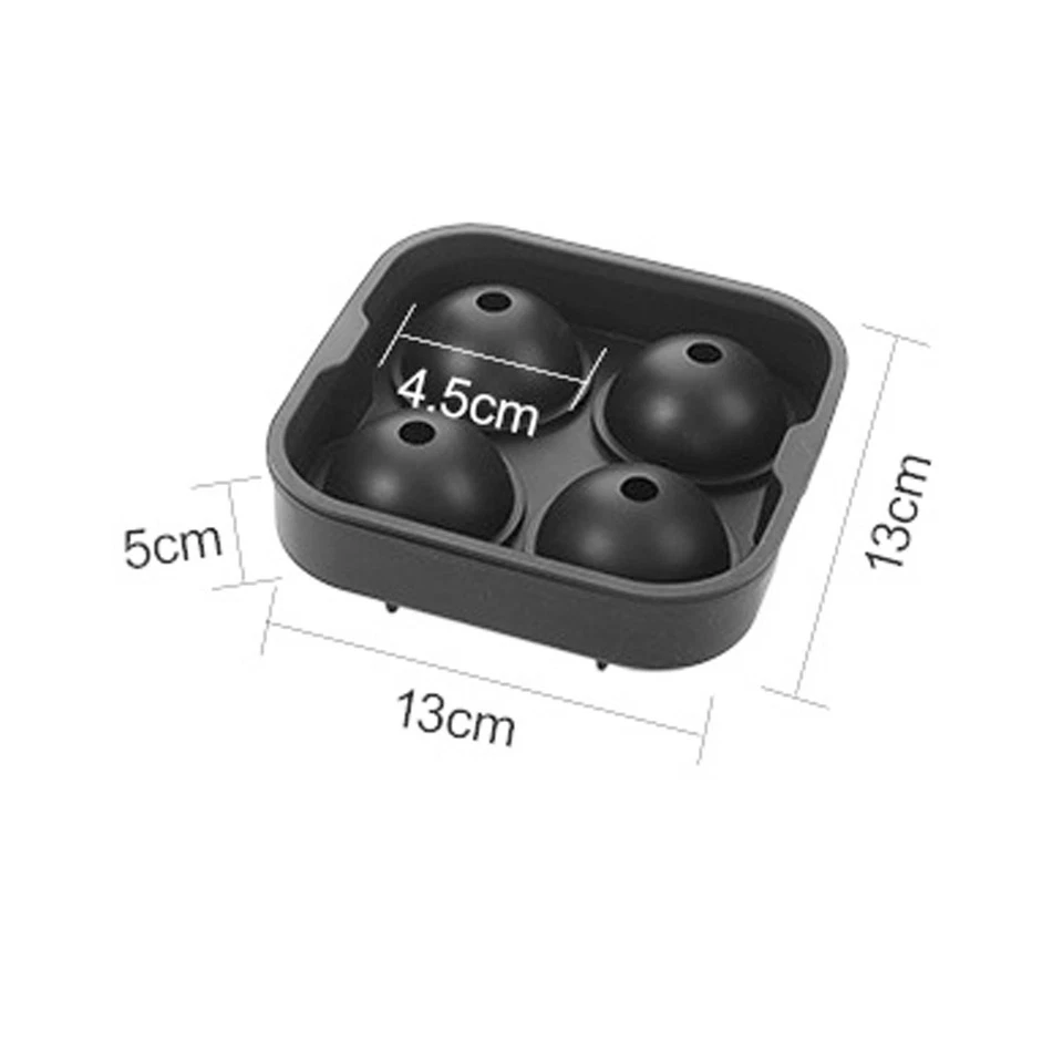 4-Cell Sphere Ice Tray Ball Cube Silicone Mould Mixology Ice Make Tool Freezer - Image 3 of 4
