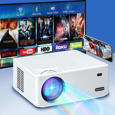 Beamer 4K unterstützt - 20.000 Lumen, Native 1080P, 700 ANSI, Wifi 6, Bluetoot
