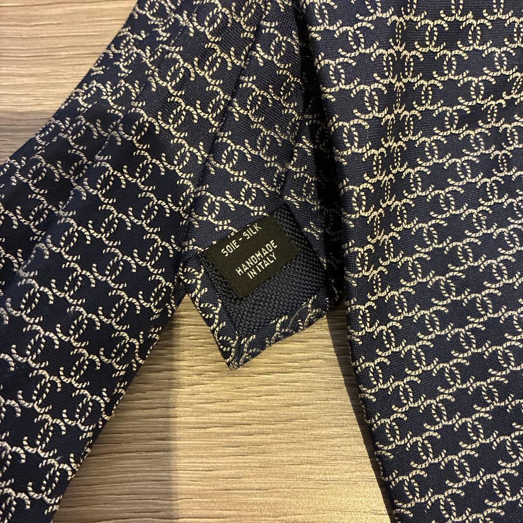 CHANEL Coco Mark Necktie Navy Silk Luxury Authentic for Men Formal Dress thumbnail 2