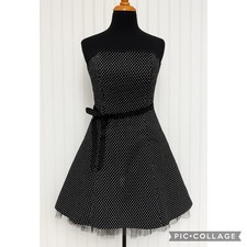 Jessica McClintock Gunne Sax Dress Size 7 Strapless Short Dot Tulle Hem Formal