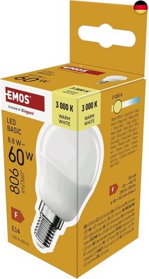 EMOS - LED-Lampe BASIC MiniGlobe - E14 Sockel - Warmweiß - 806 lm - 8,8W