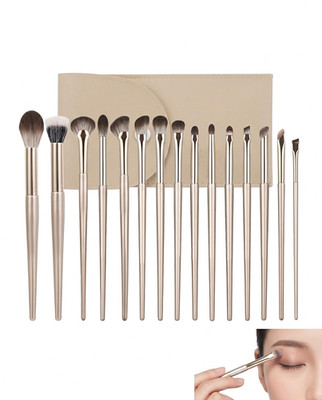 15 Stück Make up Pinsel Set, Lidschatten Pinselset Mit PU Tasche, Augenpinsel Sc