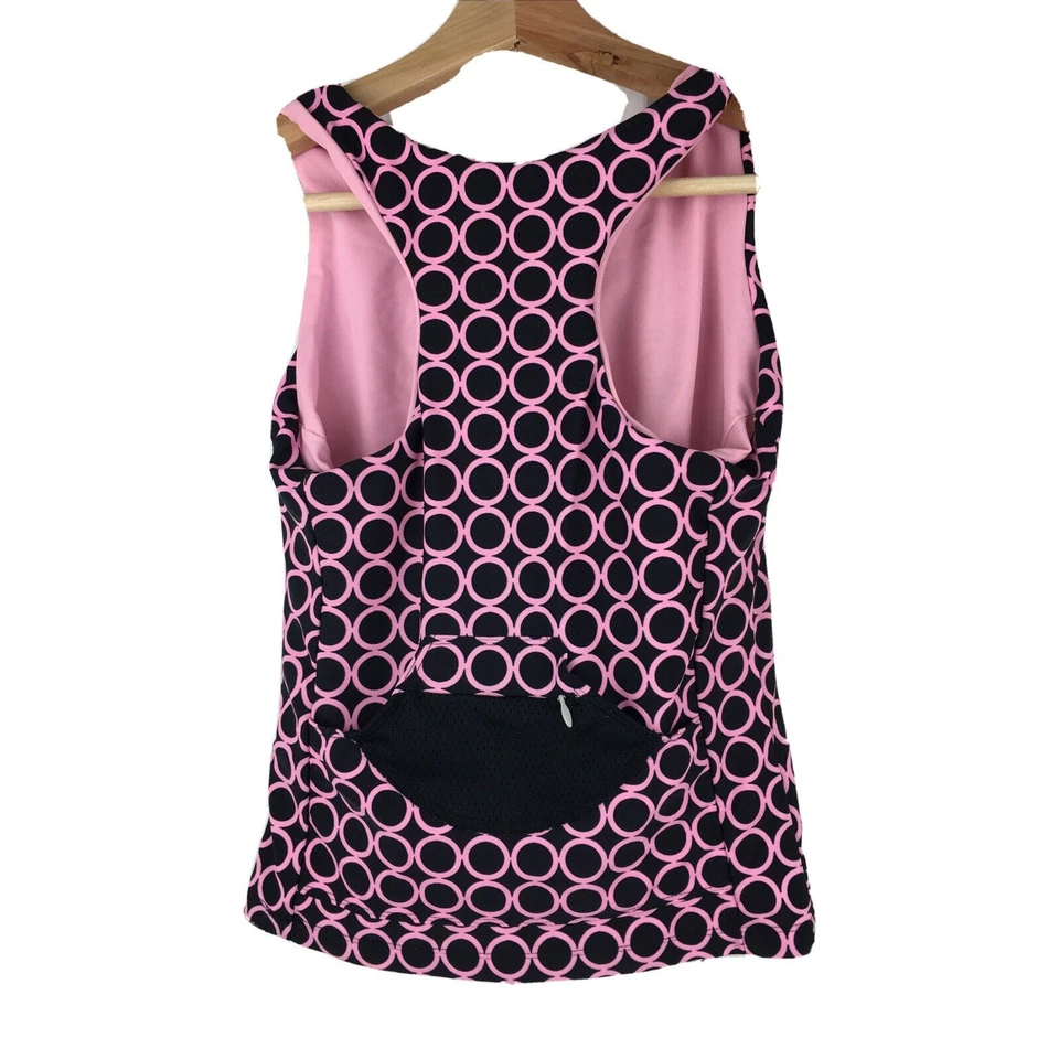 Camiseta sin mangas Athleta para mujer S negra rosa geométrica incorporada sujetador atlético espalda deportiva Foto 4 de 4