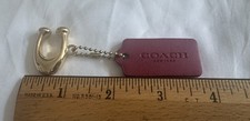 Coach Mini C Gold charm with Burgundy Red Hang Tag Key Chain Purse Charm New