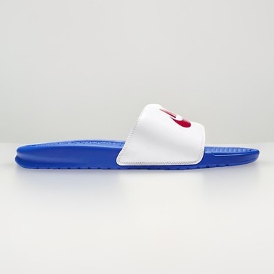 Size 8 Men s Nike Slides Benassi JDI  Red White And Blue  343880-410 New In Box