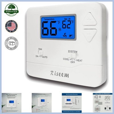 Wall-Mounted Thermostat for 1 Heat and 1 Cool Systems with Low Battery Indicator
