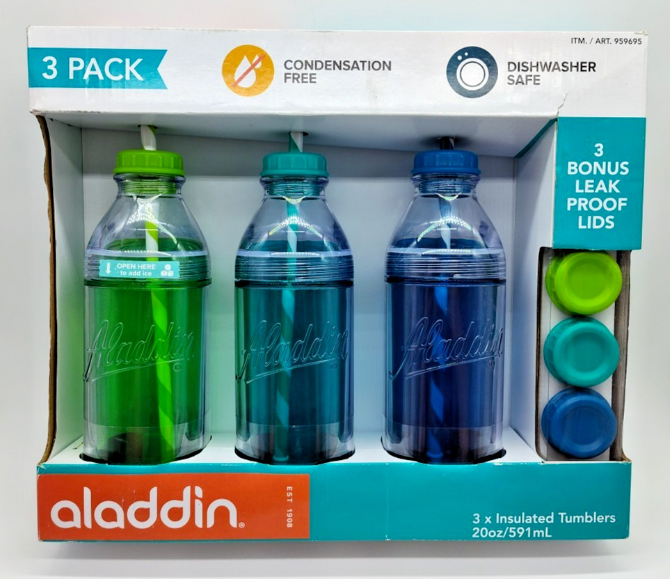 Aladdin 3 Insulated Tumblers 20 Oz Double Wall Milk Bottle 2
