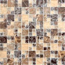 Mosaico IN Vetro Pietra Naturale Pezzi Piastrelle Braun Beige 87-k1455_F