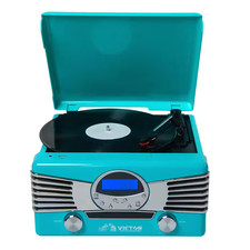Diner Turntable Record Player, CD/MP3 Player, AM/FM Radio with Bluetooth, USB In