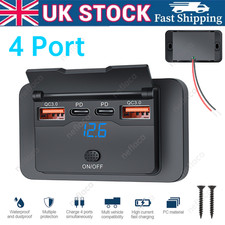Car DC 12V-24V PD Type C USB Port Fast Charger Socket Power Outlet Panel Charge
