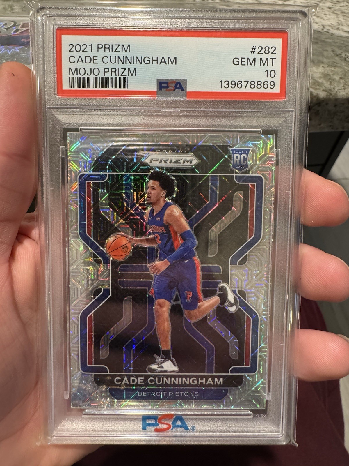 2021 Panini Prizm Cade Cunningham Mojo Prizm #282 /25 PSA 10 Rookie Pop 8 !!
