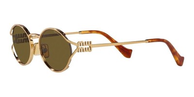 Miu Miu MU52YS 7OE01T Oval Sunglasses – Brass Gold\\Dark Brown MIU MIU MU 52YS 7OE01T Brass Gold Dark Brown Lens Women  main image 3