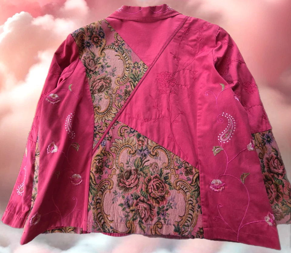 Blazer Traje Chaqueta Vintage Bechamel Mujer 3X Rosa Floral Bordado Manga Larga Foto 2 de 4