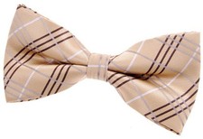 Tartan Plaid Check Styles Woven Microfiber Pre-tied Bow Tie 5" Gold