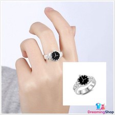 Fashion White Dial Stainless Steel Silver Alloy Womens Finger Ring Watch Pattern