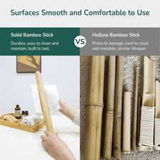 1 PCS Solid Bamboo Massage Stick for Body Shaping, Bamboo Massage Roller Stic...