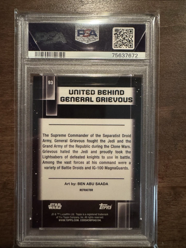 (PSA 10) 2021 Star Wars Galaxy #93, “United Behind General Grievous” Refractor - Image 2 of 2