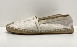 Coach Carina Signature Canvas Espadrille White Grey Shoes Women's Size 7B