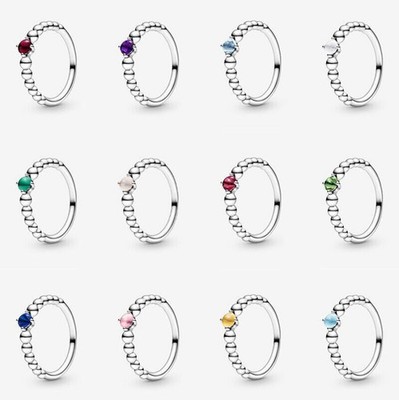 S925 Sterling Silver Birthstone Eternity Collection Circle Ring Gift Women Girl