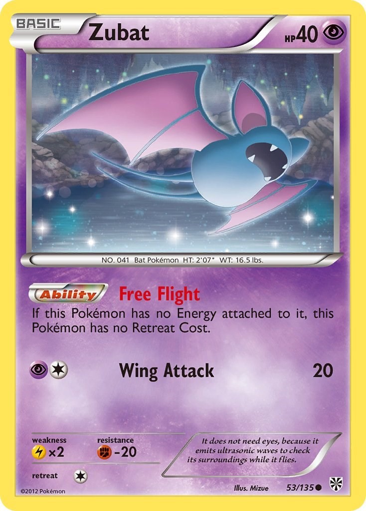 Zubat (53) (53/135) Common NM PLS Plasma Storm Pokemon TCG