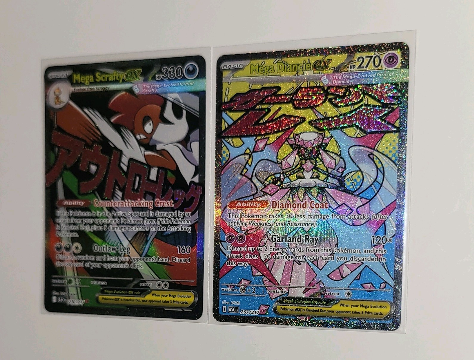 Pokemon Ascended Scrafty ex 270/217 & Mega Diancie ex 267/217 Mega Attack Rare