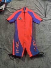 Vintage O'Neill Shorty Wetsuit L Red Blue Neoprene Made USA 7181 Surf