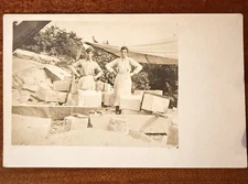 ATQ 1910s RPPC Postcard Stonecutters Occupational Aprons Suspenders DB Unposted